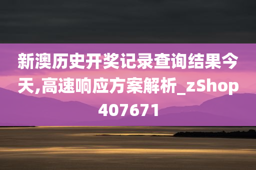 新澳历史开奖记录查询结果今天,高速响应方案解析_zShop407671