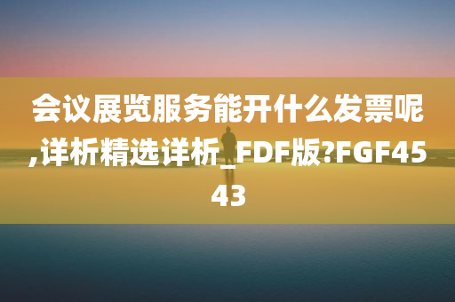 会议展览服务能开什么发票呢,详析精选详析_FDF版?FGF4543