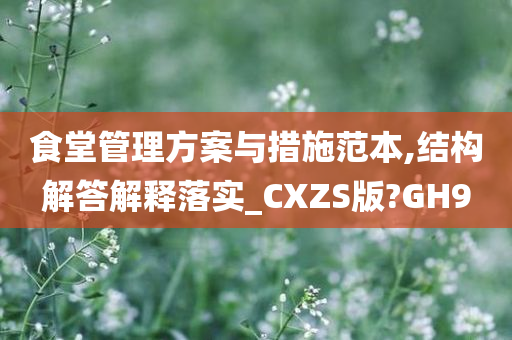 食堂管理方案与措施范本,结构解答解释落实_CXZS版?GH9