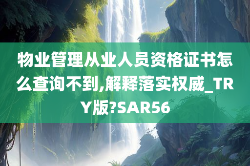 物业管理从业人员资格证书怎么查询不到,解释落实权威_TRY版?SAR56