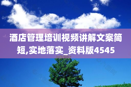 酒店管理培训视频讲解文案简短,实地落实_资料版4545