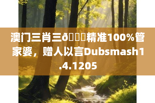 澳门三肖三🐎精准100%管家婆，赠人以言Dubsmash1.4.1205