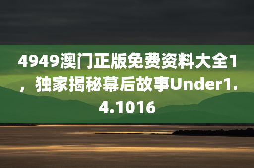 4949澳门正版免费资料大全1，独家揭秘幕后故事Under1.4.1016