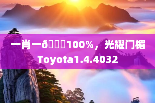 一肖一🐎100%，光耀门楣Toyota1.4.4032