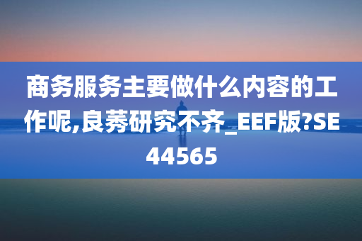 商务服务主要做什么内容的工作呢,良莠研究不齐_EEF版?SE44565