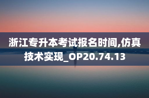 浙江专升本考试报名时间,仿真技术实现_OP20.74.13