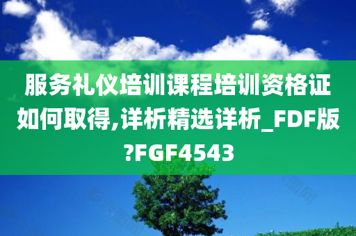 服务礼仪培训课程培训资格证如何取得,详析精选详析_FDF版?FGF4543