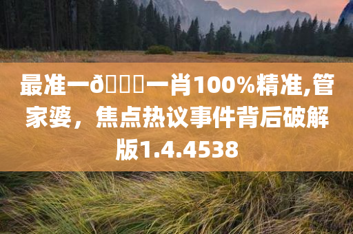 最准一🐎一肖100%精准,管家婆，焦点热议事件背后破解版1.4.4538