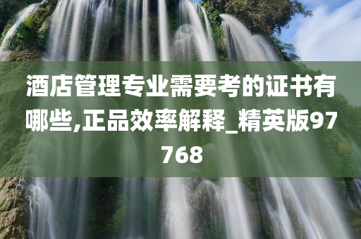 酒店管理专业需要考的证书有哪些,正品效率解释_精英版97768