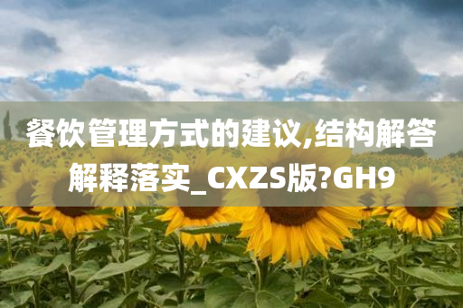 餐饮管理方式的建议,结构解答解释落实_CXZS版?GH9