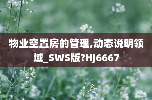 物业空置房的管理,动态说明领域_SWS版?HJ6667