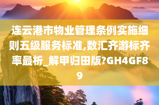 连云港市物业管理条例实施细则五级服务标准,数汇齐游标齐率最析_解甲归田版?GH4GF89