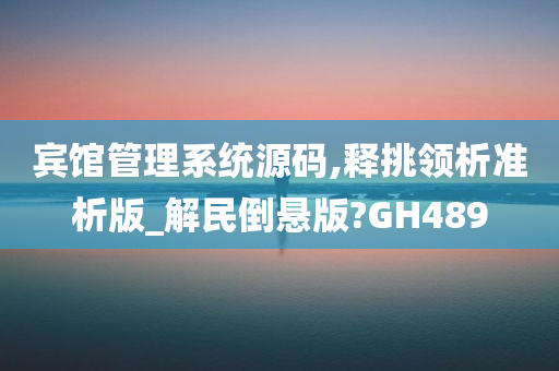 宾馆管理系统源码,释挑领析准析版_解民倒悬版?GH489