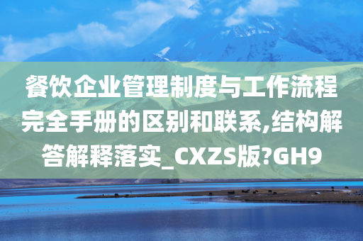 餐饮企业管理制度与工作流程完全手册的区别和联系,结构解答解释落实_CXZS版?GH9