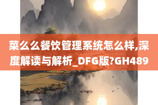 菜么么餐饮管理系统怎么样,深度解读与解析_DFG版?GH489