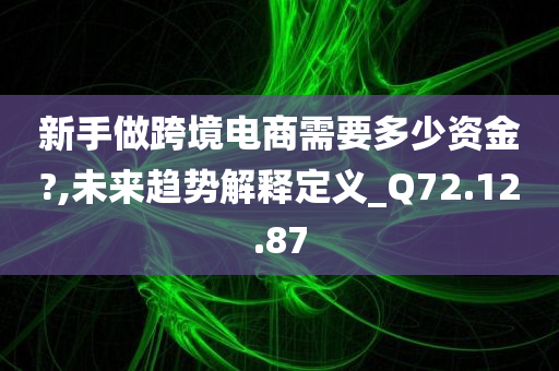 新手做跨境电商需要多少资金?,未来趋势解释定义_Q72.12.87