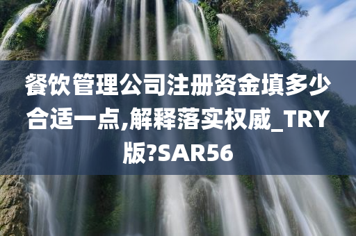 餐饮管理公司注册资金填多少合适一点,解释落实权威_TRY版?SAR56