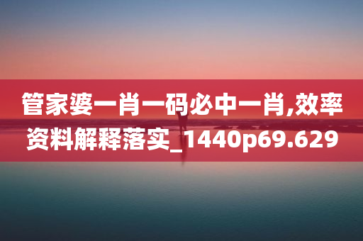 管家婆一肖一码必中一肖,效率资料解释落实_1440p69.629