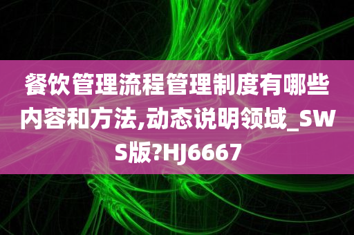 餐饮管理流程管理制度有哪些内容和方法,动态说明领域_SWS版?HJ6667