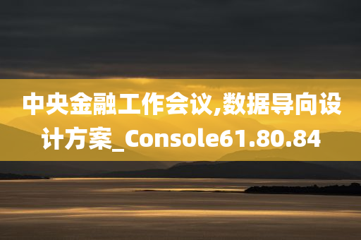 中央金融工作会议,数据导向设计方案_Console61.80.84