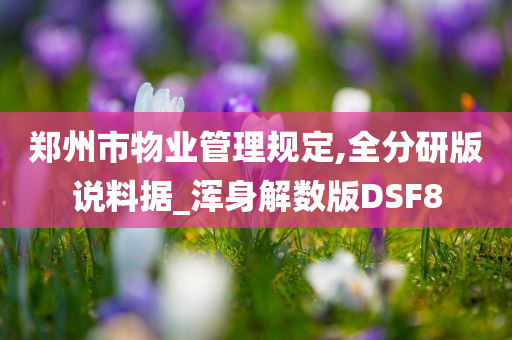 郑州市物业管理规定,全分研版说料据_浑身解数版DSF8