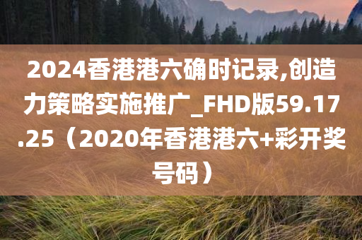 2024香港港六确时记录,创造力策略实施推广_FHD版59.17.25（2020年香港港六+彩开奖号码）