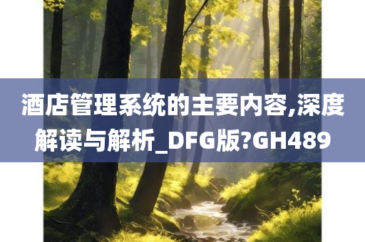 酒店管理系统的主要内容,深度解读与解析_DFG版?GH489