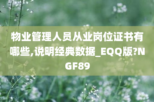 物业管理人员从业岗位证书有哪些,说明经典数据_EQQ版?NGF89