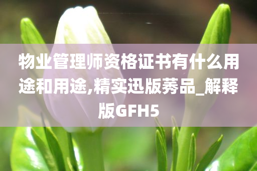 物业管理师资格证书有什么用途和用途,精实迅版莠品_解释版GFH5