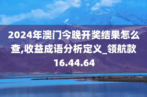 2024年澳门今晚开奖结果怎么查,收益成语分析定义_领航款16.44.64