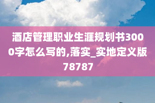 酒店管理职业生涯规划书3000字怎么写的,落实_实地定义版78787