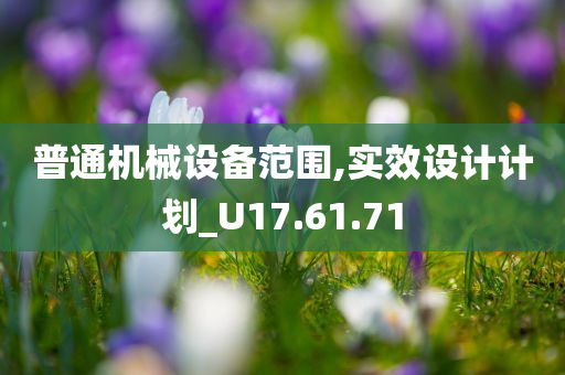 普通机械设备范围,实效设计计划_U17.61.71