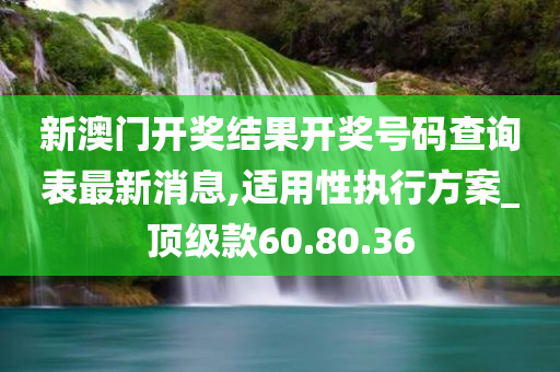 新澳门开奖结果开奖号码查询表最新消息,适用性执行方案_顶级款60.80.36