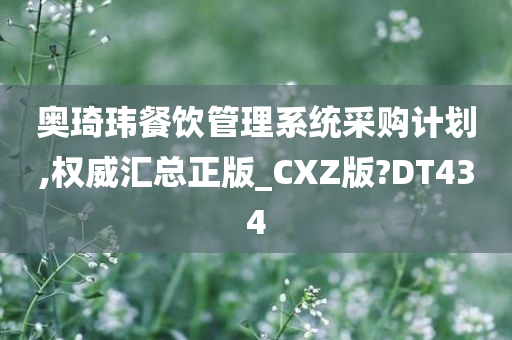 奥琦玮餐饮管理系统采购计划,权威汇总正版_CXZ版?DT434