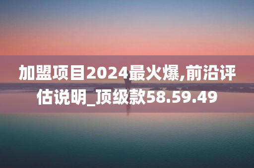 加盟项目2024最火爆,前沿评估说明_顶级款58.59.49