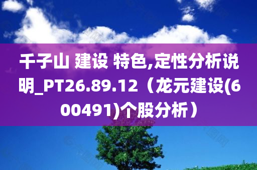 千子山 建设 特色,定性分析说明_PT26.89.12（龙元建设(600491)个股分析）