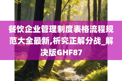 餐饮企业管理制度表格流程规范大全最新,析究正解分战_解决版GHF87