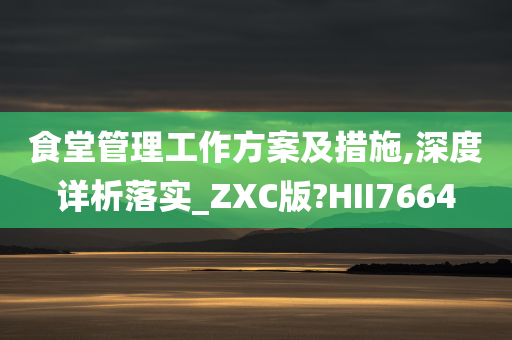 食堂管理工作方案及措施,深度详析落实_ZXC版?HII7664