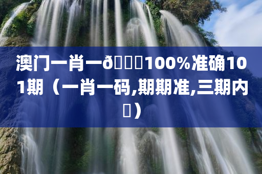 澳门一肖一🐎100%准确101期（一肖一码,期期准,三期内開）