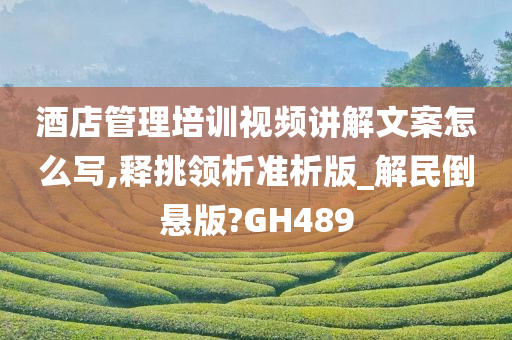 酒店管理培训视频讲解文案怎么写,释挑领析准析版_解民倒悬版?GH489