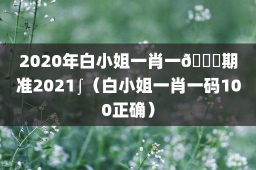 2020年白小姐一肖一🐎期准2021∫（白小姐一肖一码100正确）