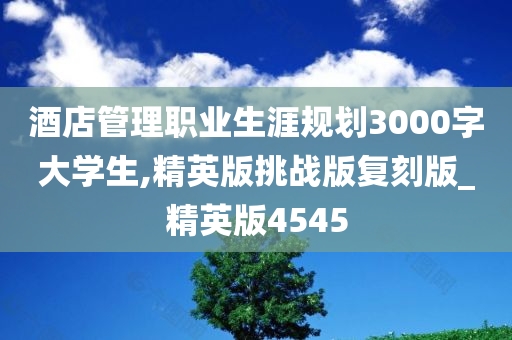 酒店管理职业生涯规划3000字大学生,精英版挑战版复刻版_精英版4545