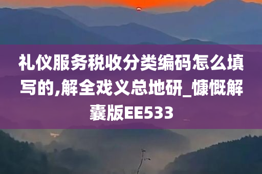 礼仪服务税收分类编码怎么填写的,解全戏义总地研_慷慨解囊版EE533