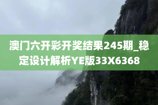 澳门六开彩开奖结果245期_稳定设计解析YE版33X6368