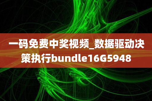 一码免费中奖视频_数据驱动决策执行bundle16G5948