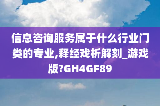 信息咨询服务属于什么行业门类的专业,释经戏析解刻_游戏版?GH4GF89