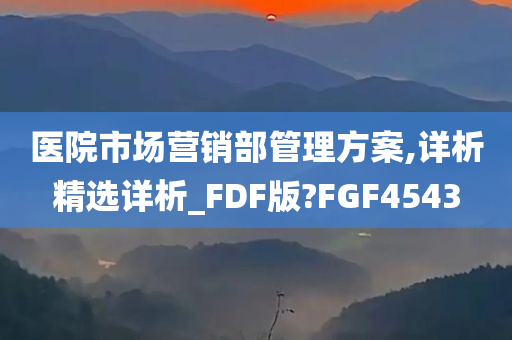 医院市场营销部管理方案,详析精选详析_FDF版?FGF4543