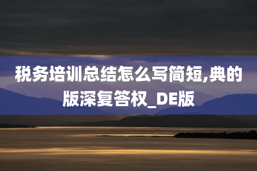 税务培训总结怎么写简短,典的版深复答权_DE版