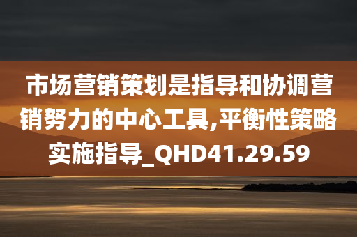 市场营销策划是指导和协调营销努力的中心工具,平衡性策略实施指导_QHD41.29.59