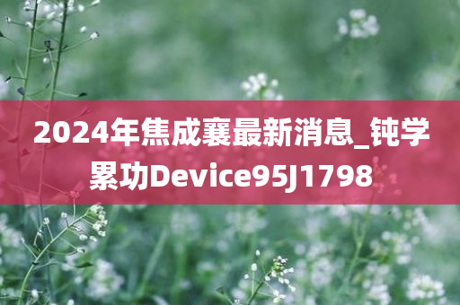 2024年焦成襄最新消息_钝学累功Device95J1798